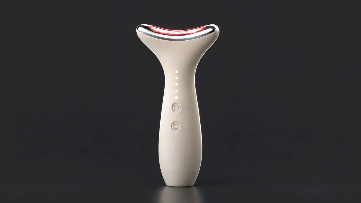 Loomi Glide standing upright, its head lit red, on a dark graphite background.